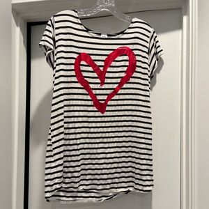 Striped Heart Graphic Tee